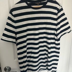Michael Kors Black and White Striped Short Sleeve Tee